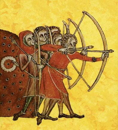 Entrainement des archers gallois: Psalm 79; archery practice, King's Longbowman