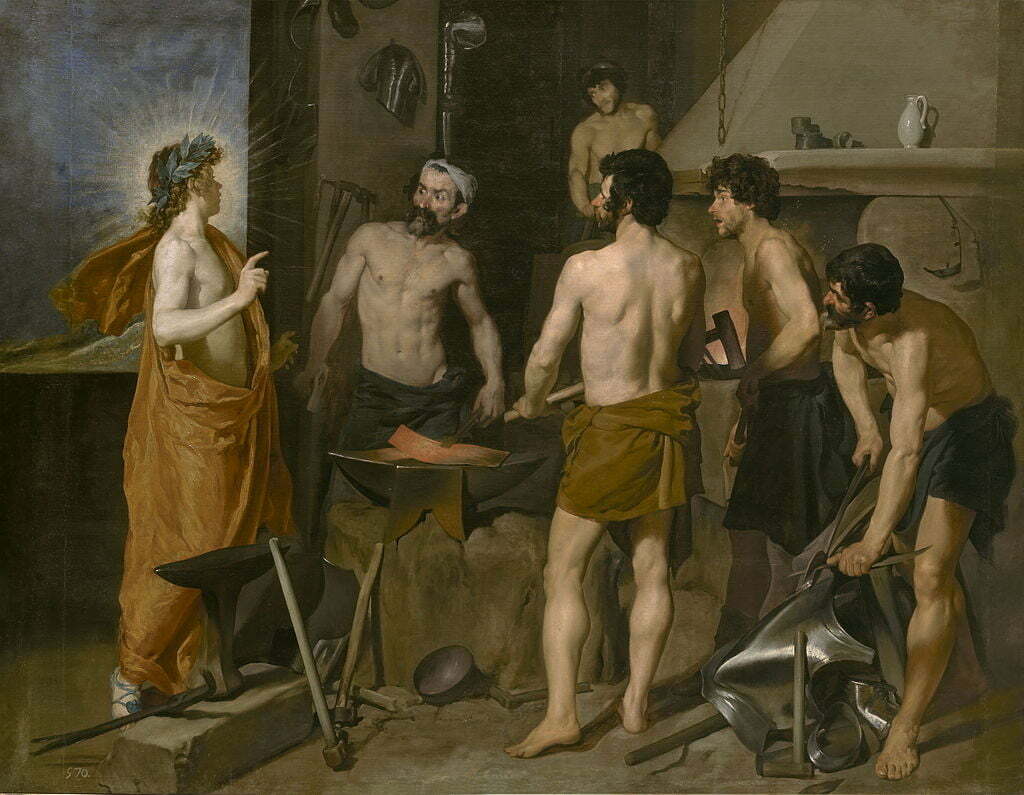 Diego Velázquez, The Forge of Vulcan (1630) Oil on canvas, 223 x 290 cm (87 3/4 x 114 1/8 in), Museo del Prado, Madrid Sacred Smith