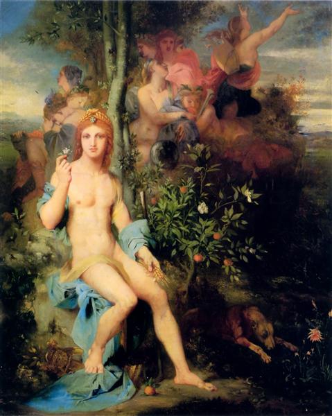 Gustave Moreau (1826-1898) Title: Apollo and The Nine Muses Date 1856 sun-chosen