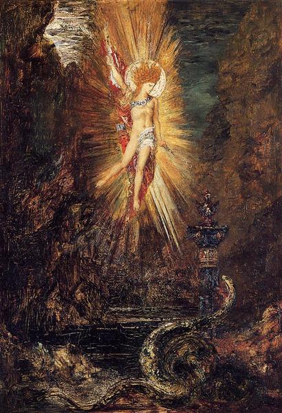 Gustave Moreau (1826-1898) Title: Apollo Vanquishing the Serpent  Python Date 1885, Domain Archery