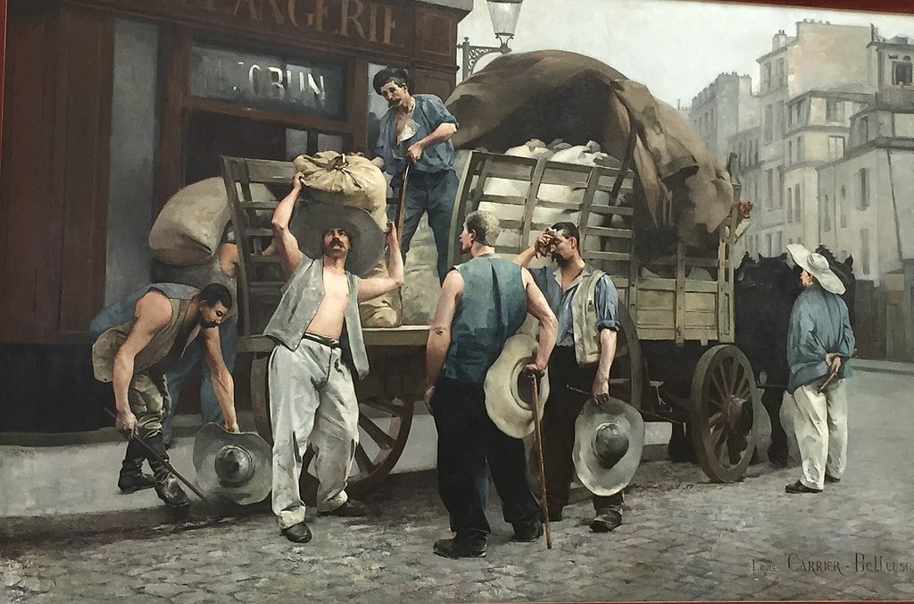 Hirelings Untrained, Louis-Robert Carrier-Belleuse (French, 1848-1913) Title: Porteurs de farine. Scène parisienne (Flour carriers. Scene from Paris).