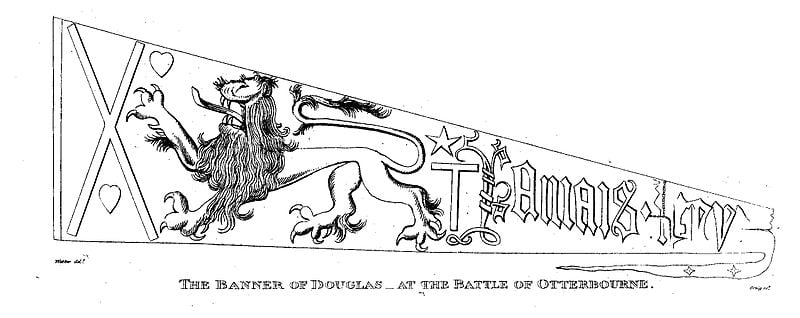 Pennants, The pennon of James Douglas, Earl of Douglas as flown at the Battle of Otterburn Source Border Antiquities, Sir Walter Scott, 1814
