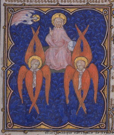 God surrounded by seraphim. From the Petites Heures de Jean de Berry, a 14th-century illuminated manuscript. Courtesy of the Bibliothèque nationale de France , Angel, Seraph