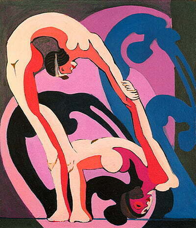 Two acrobats - sculpture - Oil on Canvas - 85,5 x 72 cm - Kirchner Museum Davos Ernst Ludwig Kirchner (1880 - 1938), Agile 