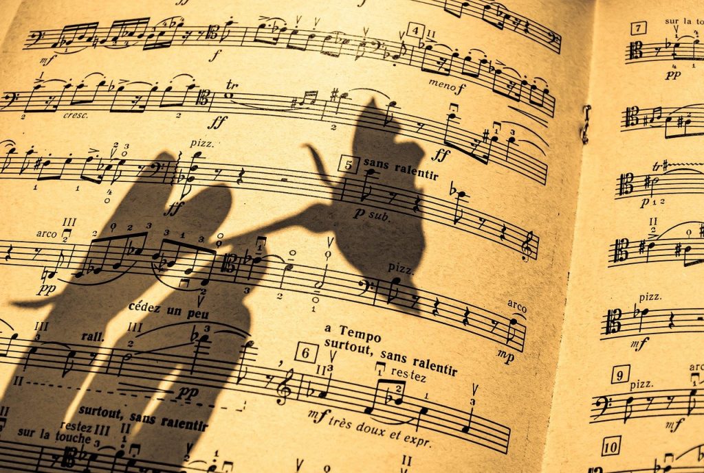 music sheet, in a shadow, flute, Language of Music