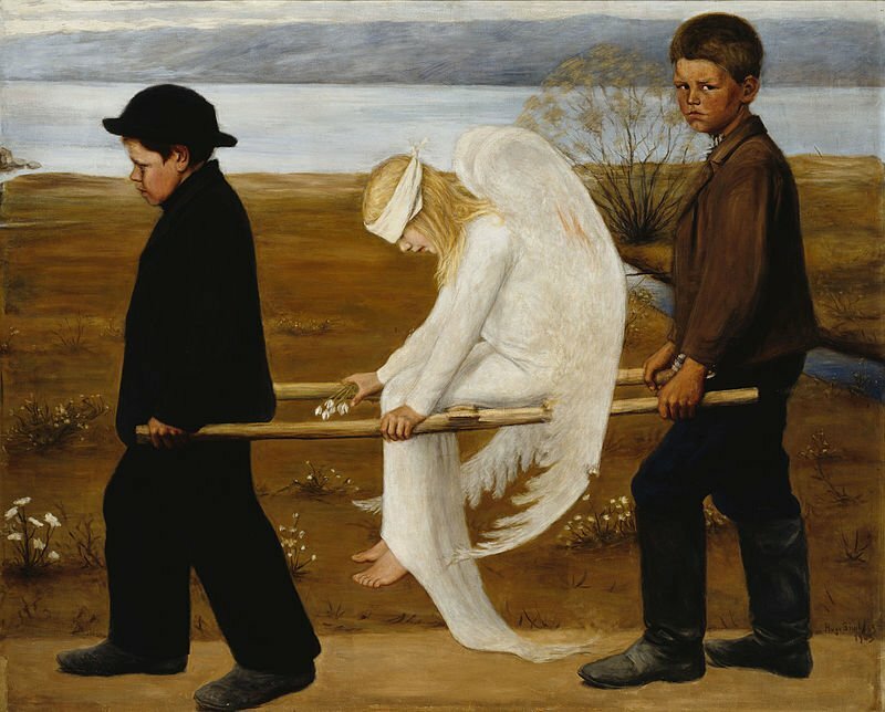Stretcher, By Hugo Simberg - The Finnish National Gallery has created and shares this file from the Ahlström Collection collection. Photograph: Finnish National Gallery / Hannu Aaltonen. File info., Public Domain, https://commons.wikimedia.org/w/index.php?curid=686532, Stretcher