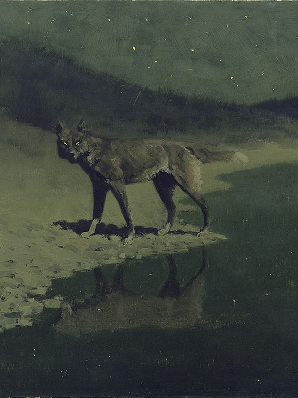 By Frederic Remington - about.com, Public Domain, https://commons.wikimedia.org/w/index.php?curid=8381854, Fiendish Dire wolf