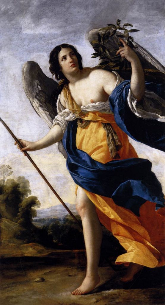 By Simon Vouet - Web Gallery of Art:   Image  Info about artwork, Public Domain, https://commons.wikimedia.org/w/index.php?curid=6702953, Angel, Virtue