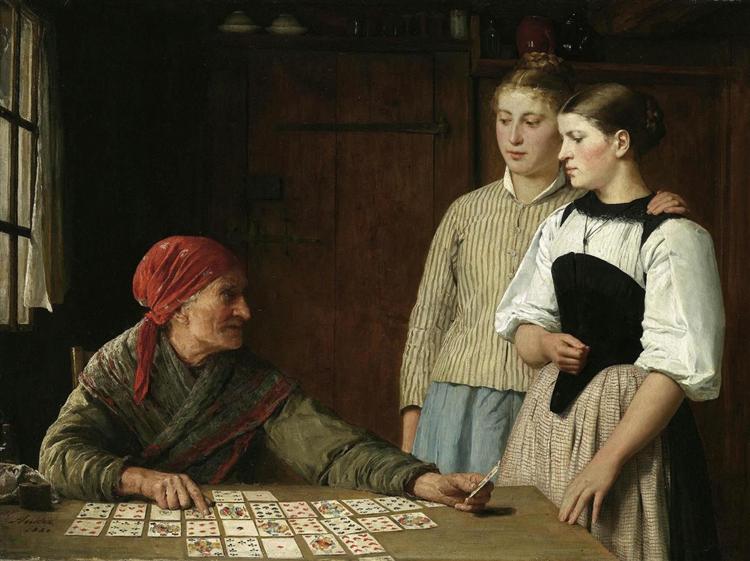 Albert Anker (1831-1910) Title Die Kartenlgerin, Fortune Telling