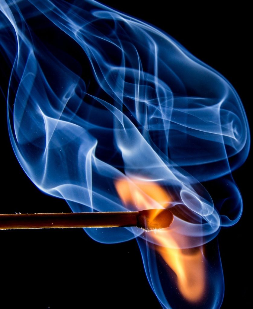 fire, match, smoke, Tindertwig