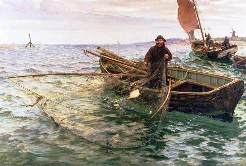 By Charles Napier Hemy - oil on canvas46 × 61 cm (18.1 × 24 in), Public Domain, https://commons.wikimedia.org/w/index.php?curid=4843747, Alcoholic Fisherman