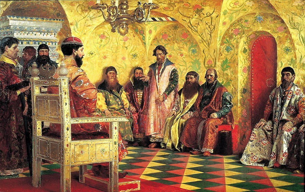 By Andrei Petrovich Ryabushkin - https://arthive.com/artists/2025~Andrei_Petrovich_Ryabushkin/works/26322~The_seat_of_Tsar_Mikhail_Fedorovich_with_the_boyars, Public Domain, https://commons.wikimedia.org/w/index.php?curid=1478515, Noble Scion