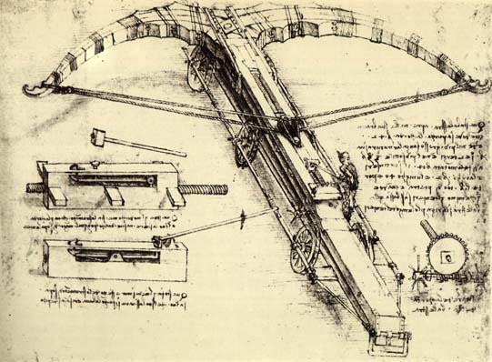 By Leonardo da Vinci - Web Gallery of Art:   Image  Info about artwork, Public Domain, https://commons.wikimedia.org/w/index.php?curid=11228993, Tower Ballista