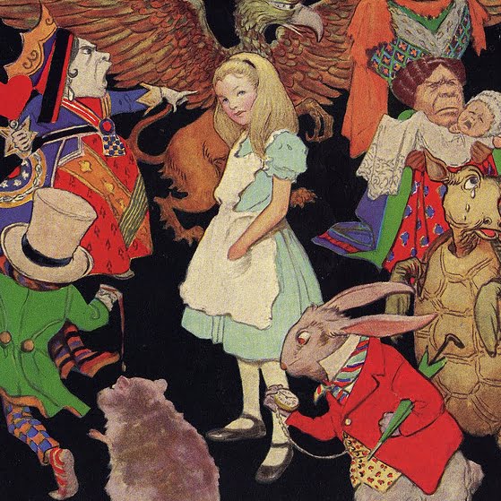 Jessie Willcox Smith's illustration of Alice surrounded by  the characters of Wonderland. (1923), Reduce Person