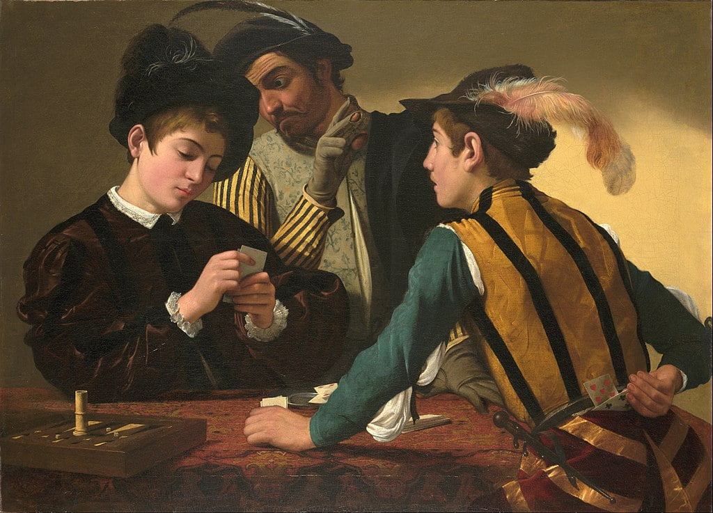 By Caravaggio - nAFtN9HI0FxbaQ at Google Cultural Institute maximum zoom level, Public Domain, https://commons.wikimedia.org/w/index.php?curid=23608545 Rogue, Gambler