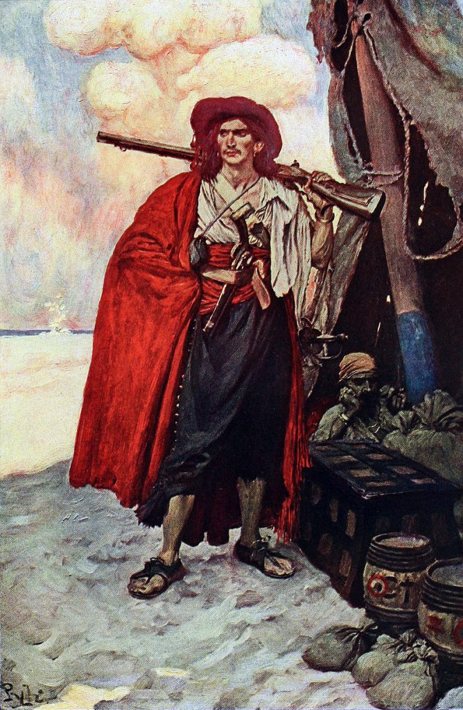 By Howard Pyle - Pyle, Howard; Johnson, Merle De Vore (ed) (1921) "Captain Scarfield" in Howard Pyle's Book of Pirates: Fiction, Fact & Fancy Concerning the Buccaneers & Marooners of the Spanish Main, New York, United States, and London, United Kingdom: Harper and Brothers, pp. Plate facing p. 196 Retrieved on 14 April 2010., Public Domain, https://commons.wikimedia.org/w/index.php?curid=10047503 Rogue, Treasure Hunter