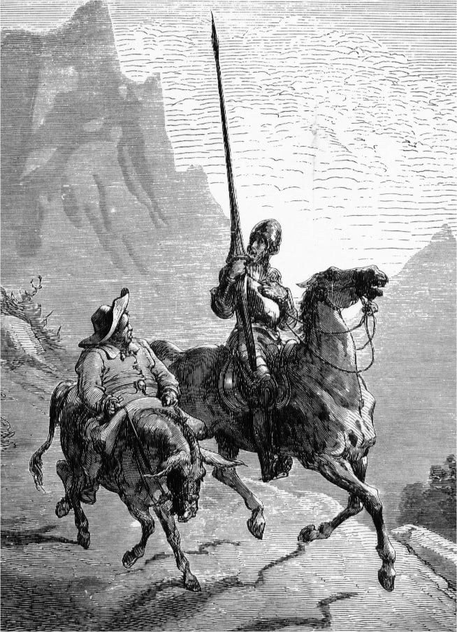 By Gustave Doré - originally uploaded on nds.wikipedia by Bruker:G.Meiners at 14:22, 28. July 2005. Filename was Don Quijote and Sancho Panza.jpg., Public Domain, https://commons.wikimedia.org/w/index.php?curid=337175, Don Quixote