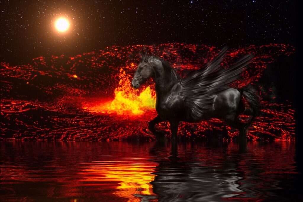 Lava Sun Flames Lake Water Black  - Mysticsartdesign / Pixabay,. Nightmare