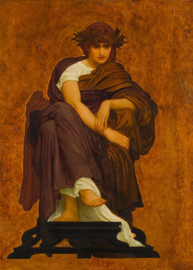 By Frederic Leighton, 1st Baron Leighton - https://www.sothebys.com/en/buy/auction/2020/european-british-art/mnemosyne-mother-of-the-muses, Public Domain, https://commons.wikimedia.org/w/index.php?curid=97256254, Mage's Lucubration