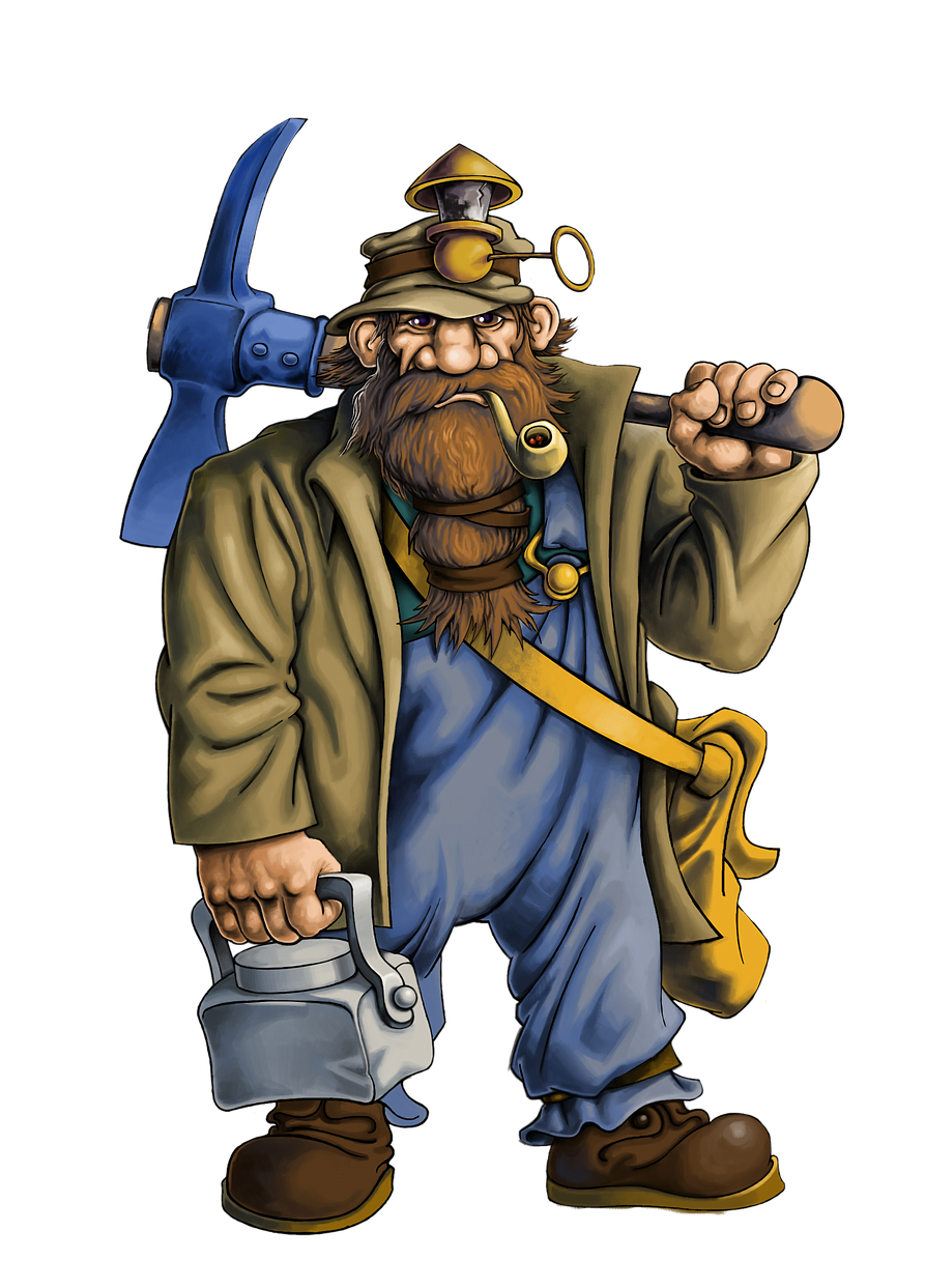 Dwarf Miner Bearded Man Man Worker  - kentos78 / Pixabay, Dwarf Commoner, miner