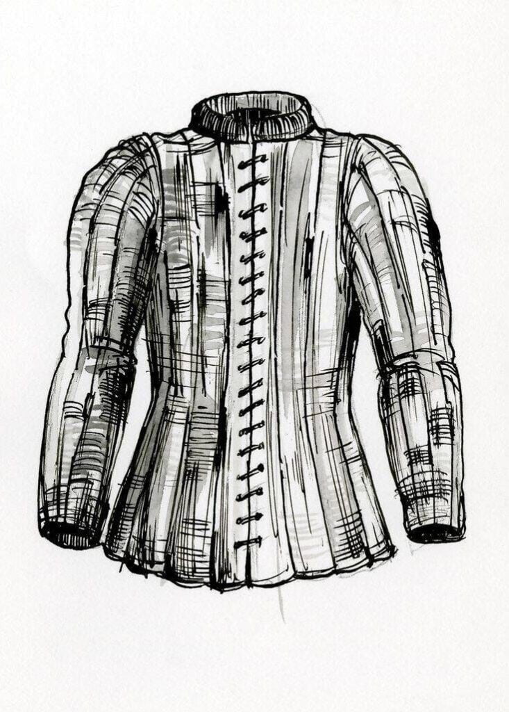 By David Ring - Drawing made by David Ring, commissioned by Europeana Fashion, scanned by team of MoMu – Fashion Museum Province of Antwerp, CC0, https://commons.wikimedia.org/w/index.php?curid=37325895, Quilted Cloth, Gambeson