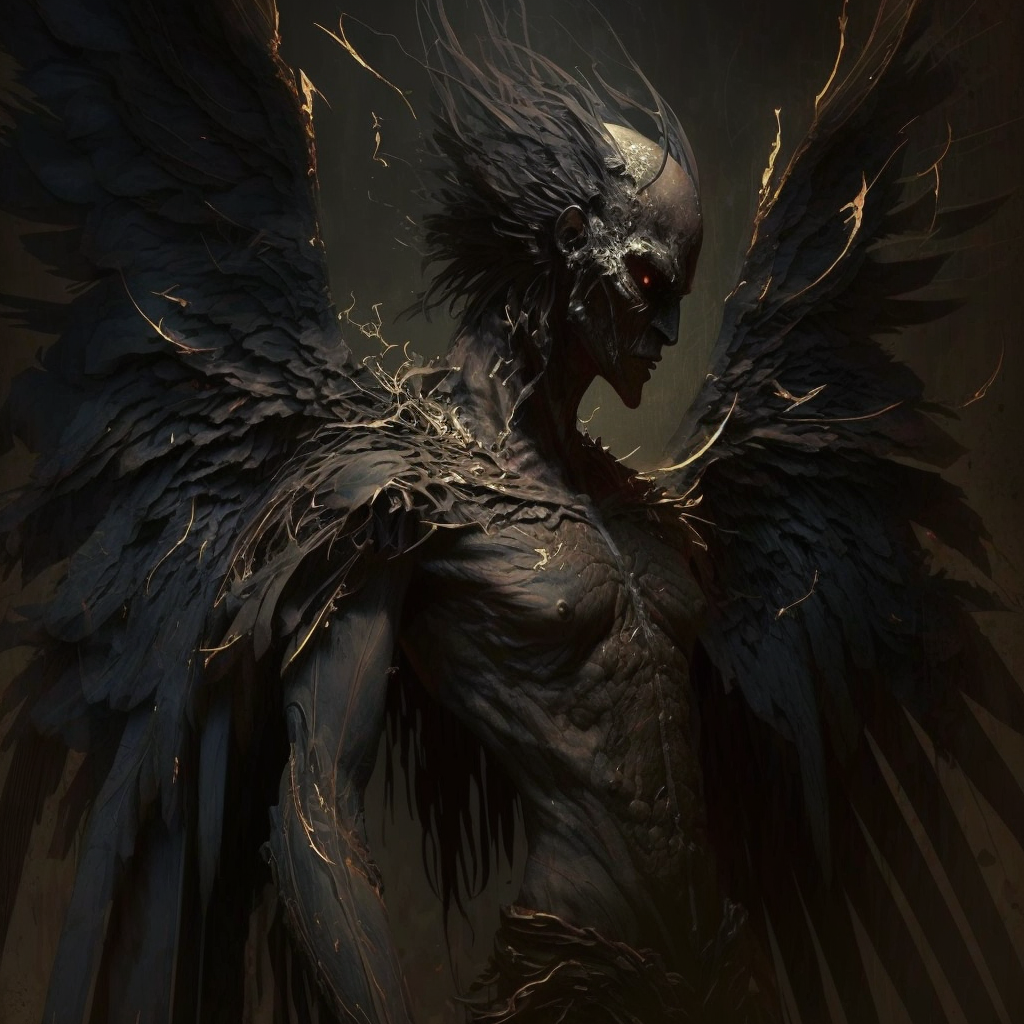 A Pathfinder-style nightgaunt descending through the dark with wings spread and tail extended.
