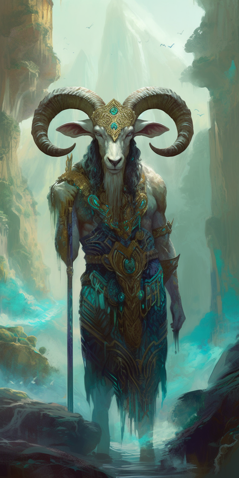 Khnum, ram-headed creator at the potter's wheel