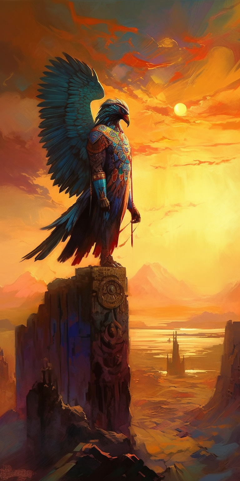 Ra, falcon-headed sun god and creator