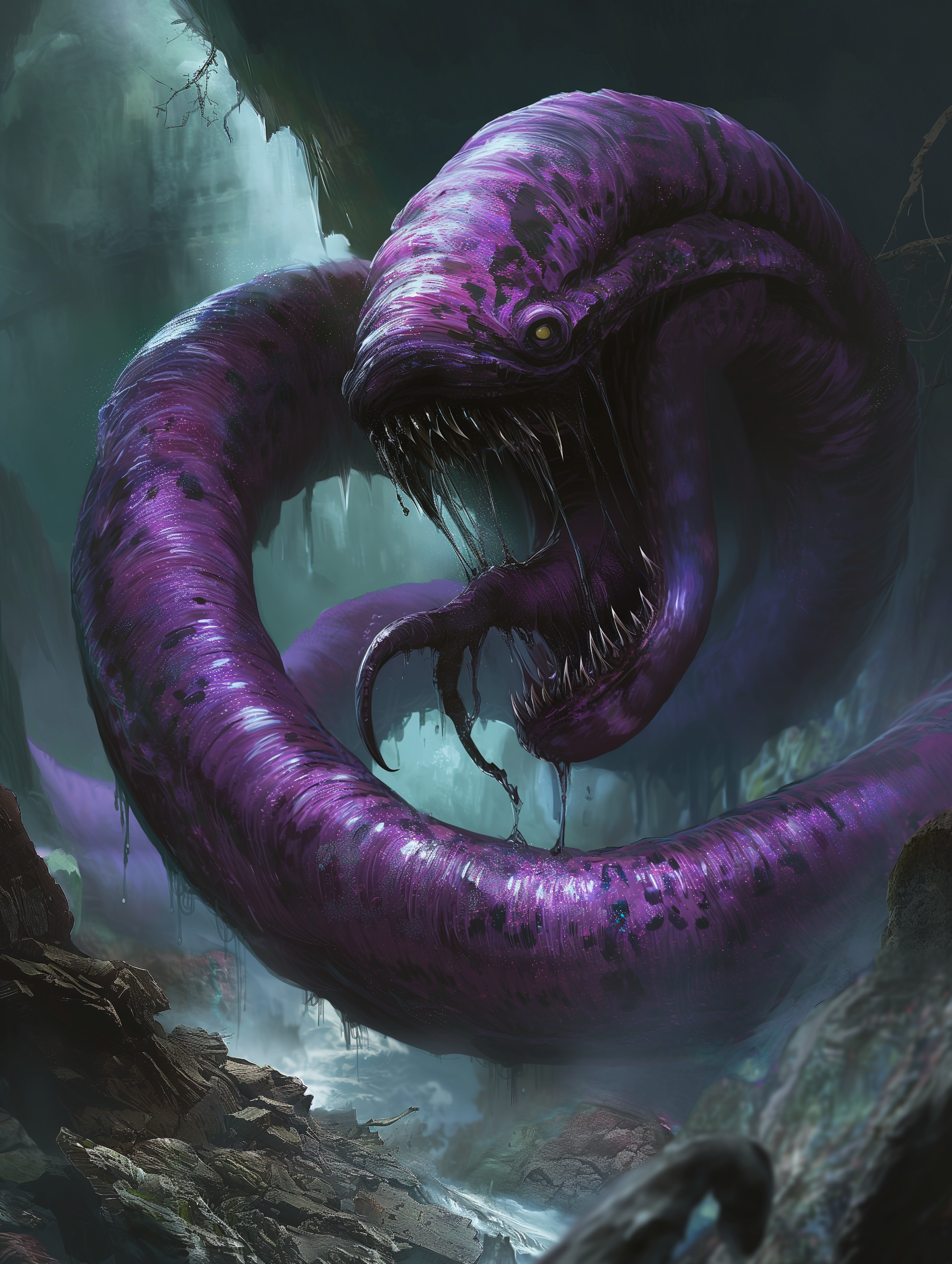 A colossal neothelid psychic worm in the deep earth.