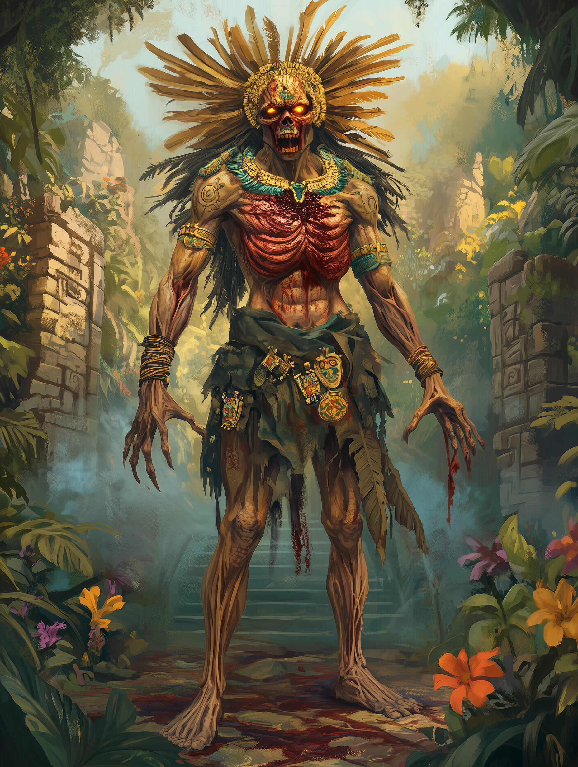 Xipe Tótec, the Flayed Lord, represented as a Mesoamerican deity of agricultural renewal, seed and war