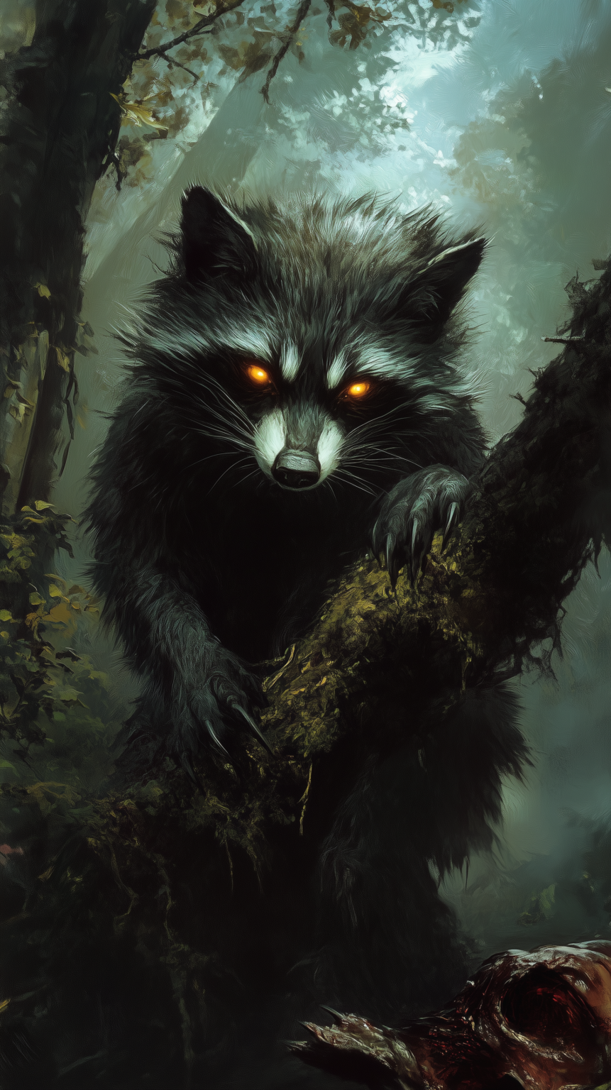 Monsterous Raccoons Dire Raccoon, Nature's Shadowed Scavenger – Animal Creature Reference ...