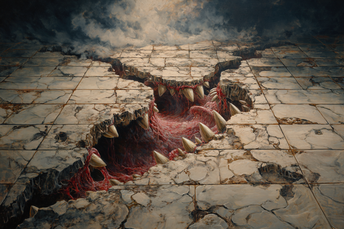A broad trapper disguised as a section of dungeon floor around an enticing object.
