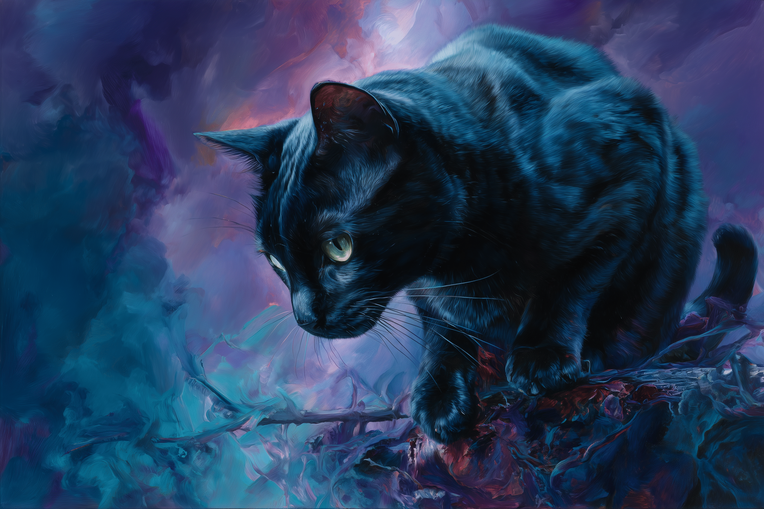 Black cat representing the bad luck and material component of the Ill Omen spell