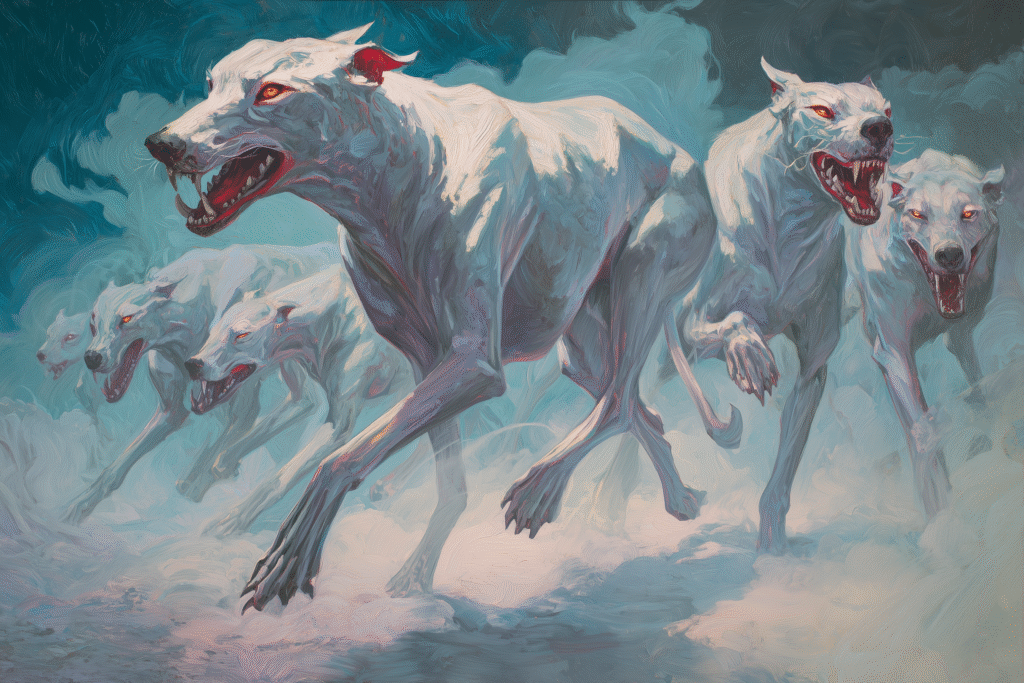 Cŵn Annwn: Crimson-Eared Hounds of the Wild Hunt