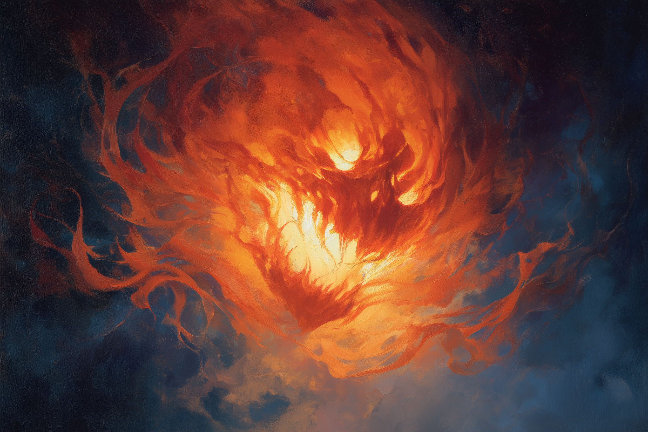 A blue-white fire vampire formed from living stellar flame with a pulsing incandescent core.