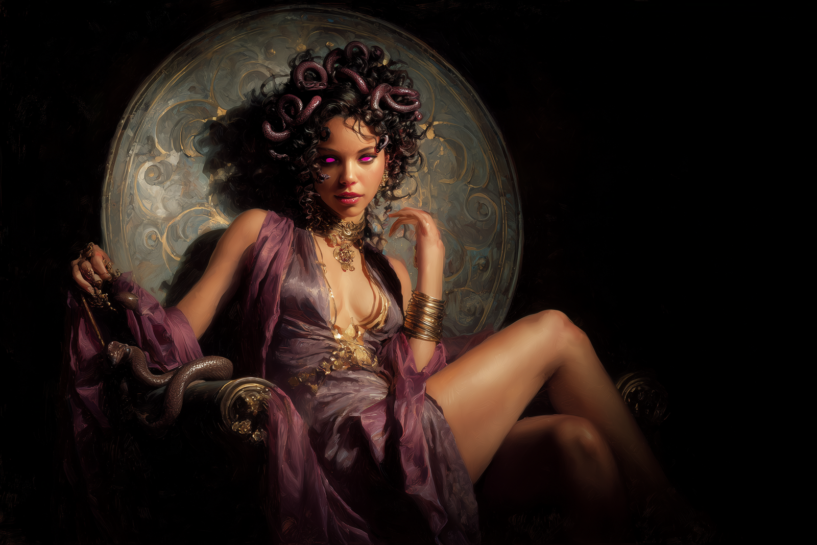 Khadija, the Serpentine Temptress of Azzagrat: Graz’zt’s Enchanting Demon Concubine