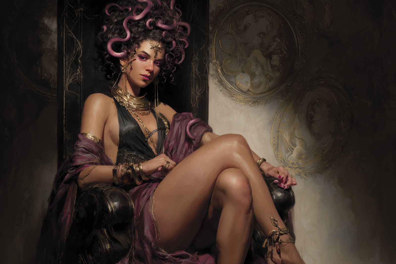 Khadija, the Serpentine Temptress of Azzagrat: Graz’zt’s Enchanting Demon Concubine