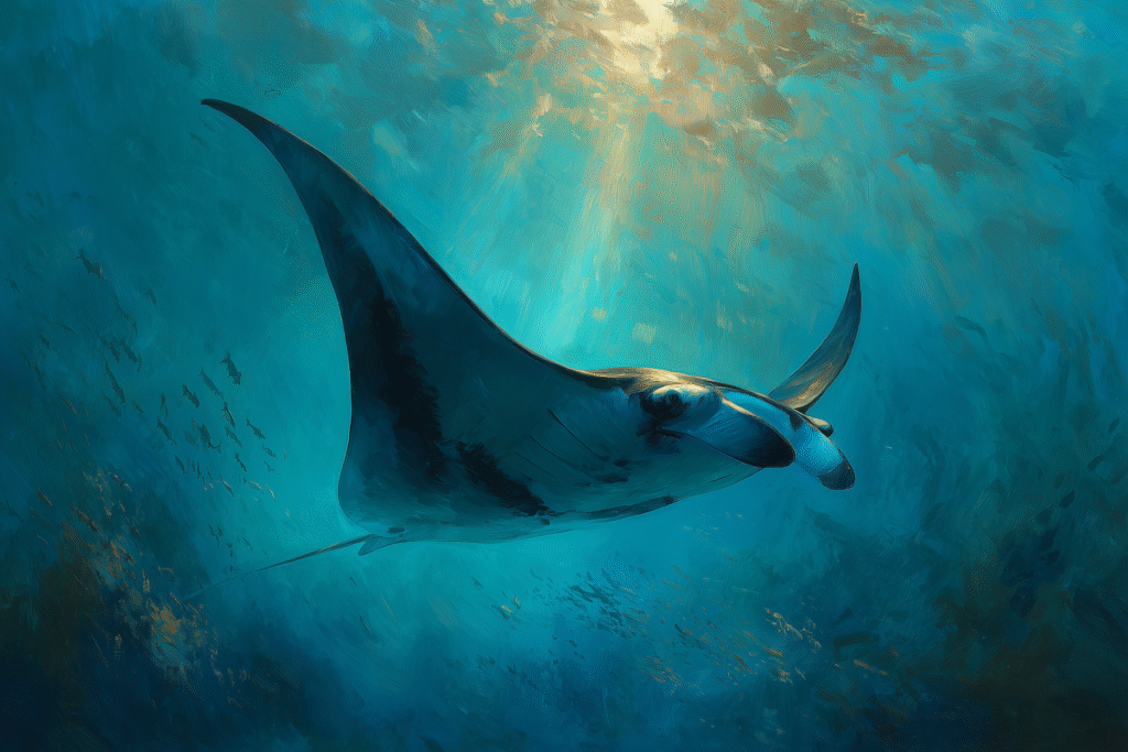 Oceanic Glide: The Majestic Manta Ray of the Deep
