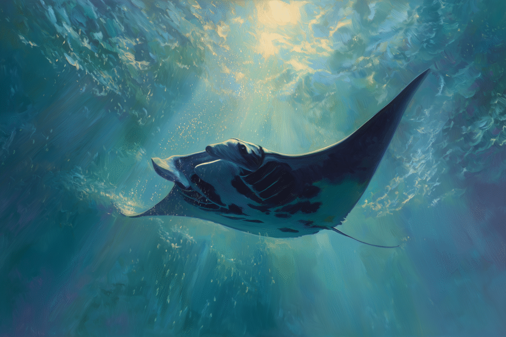 Oceanic Glide: The Majestic Manta Ray of the Deep