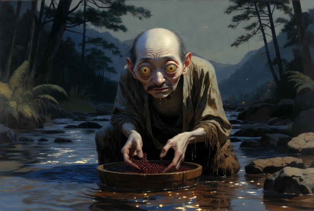 Azuki Arai, “The Whisper on the Water: The Eerie Red-Bean Spirit That Lures the Curious to a Chilling Fate.”