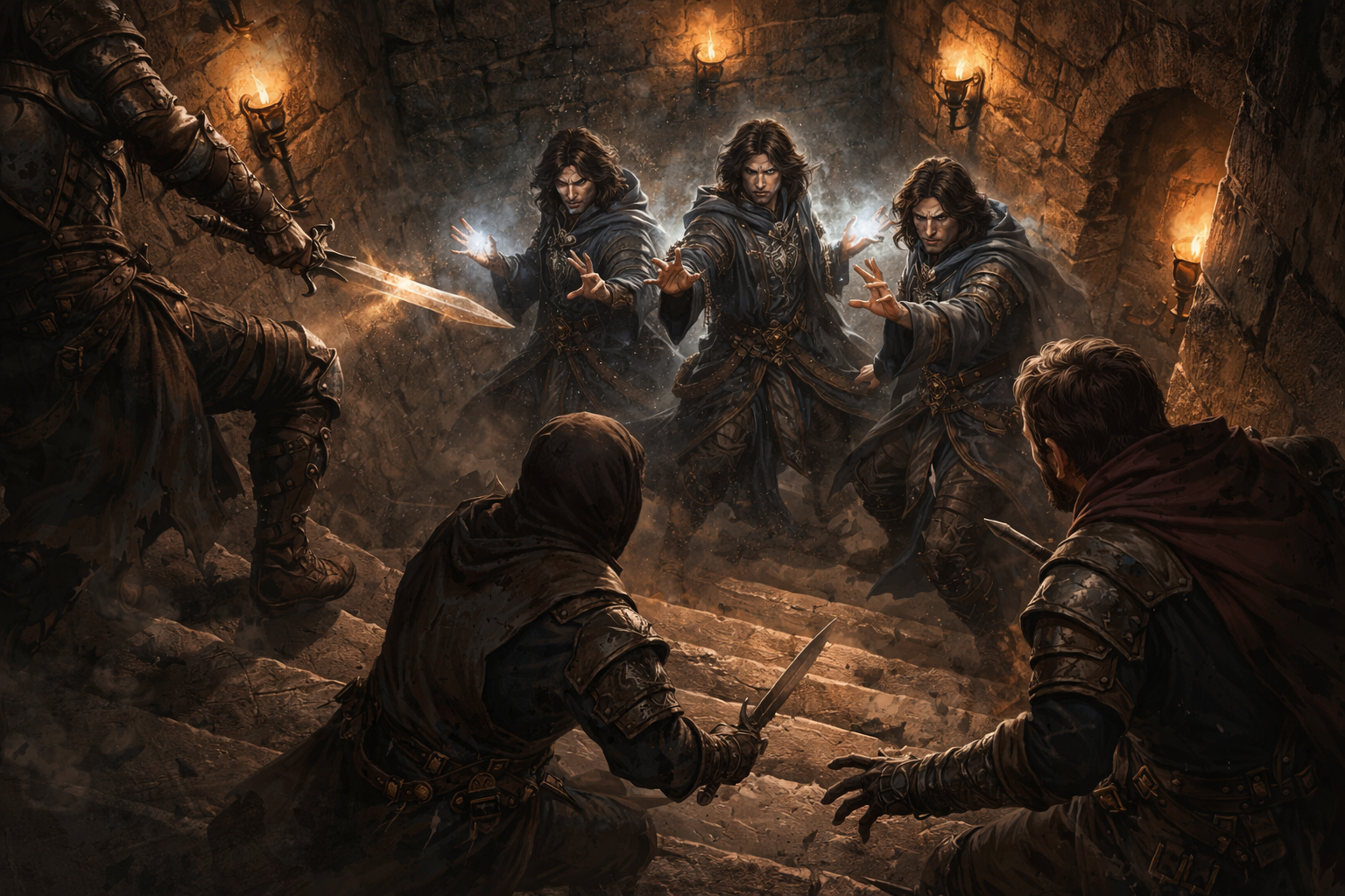 Mirror Image spell illustration showing illusory copies.