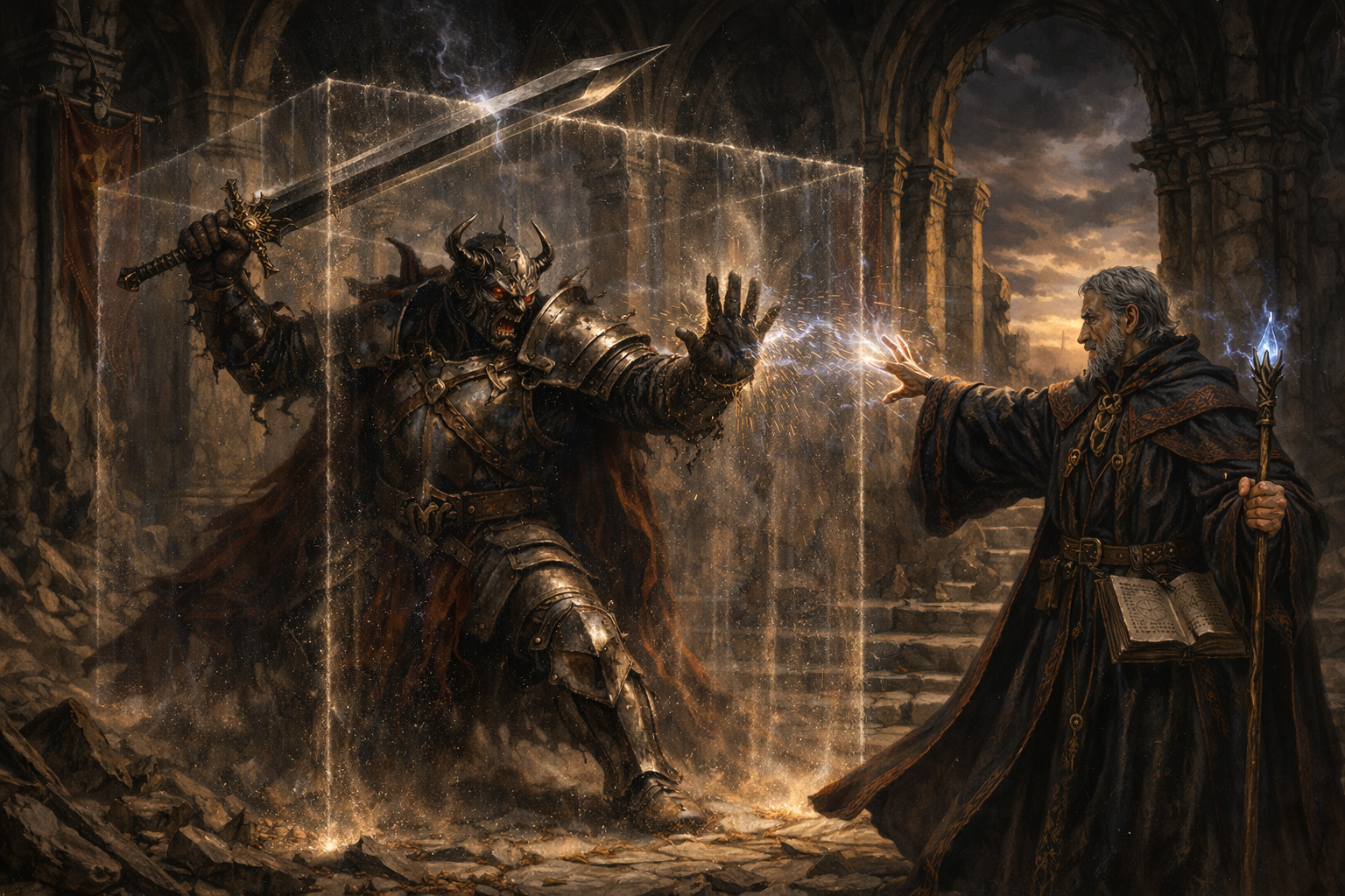 Invisible force prison enclosing a dangerous creature inside a magical cage