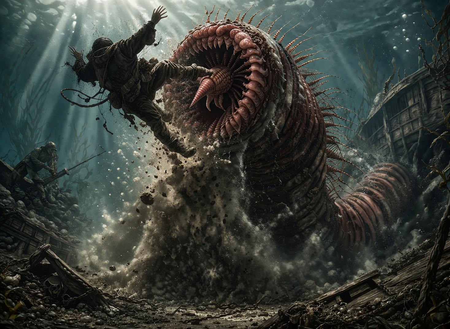 Spawning King Ragworm Sea Worm, Giant King Ragworm Monster – Fantasy RPG Creature