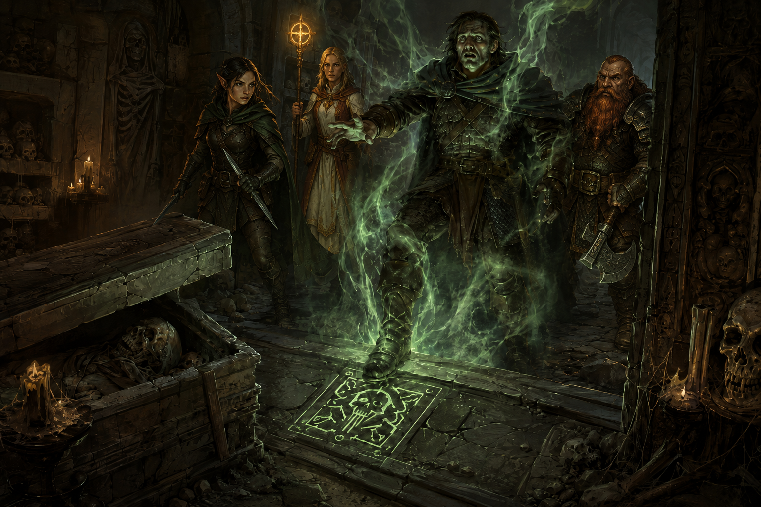 Ghoul Glyph Spell — Necromantic Ward, Paralysis Trap, and Carrion Curse