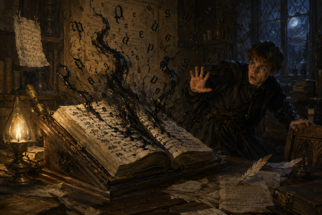 Oozing Script Spell – Illusion Ward for Forbidden Books, "Ink of the Devouring Page"