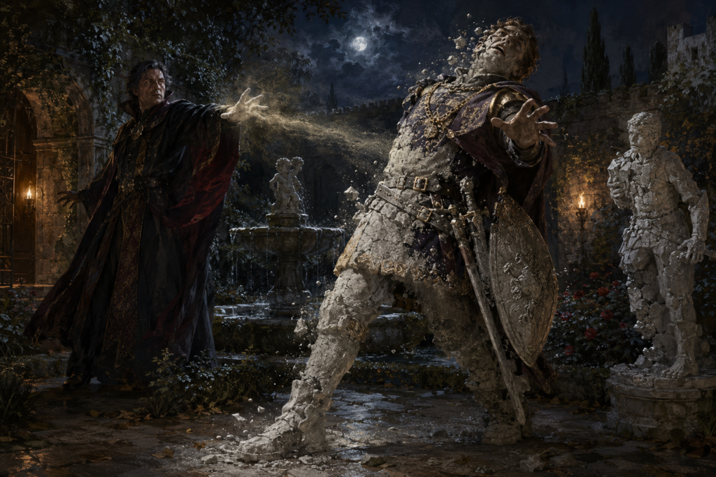 Flesh to Stone Spell: Petrification and Living Statue Horror
