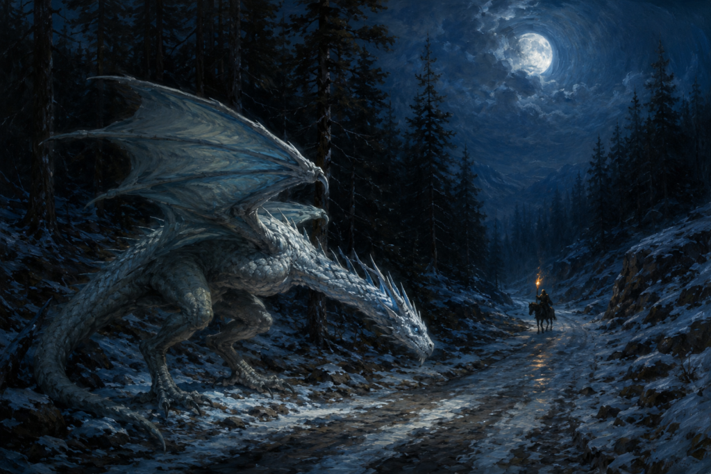 Frost Drake Monster: Ice-Breathing Lesser Dragon of Frozen Roads