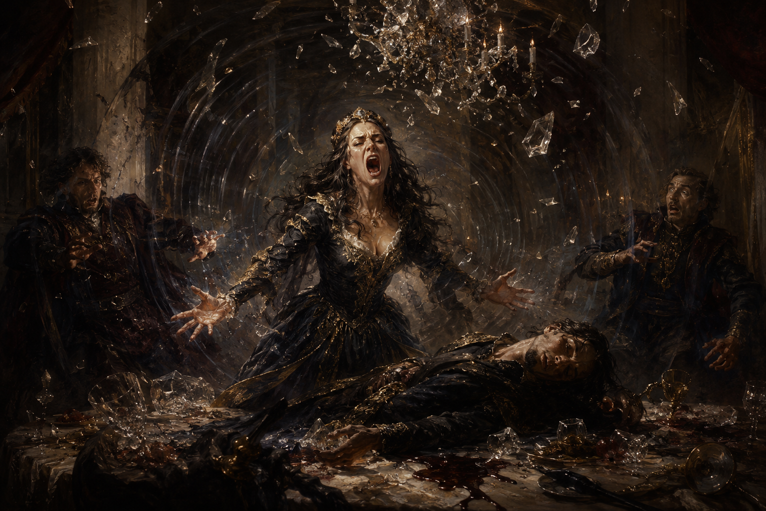 A magical scream exploding outward as a sonic blast