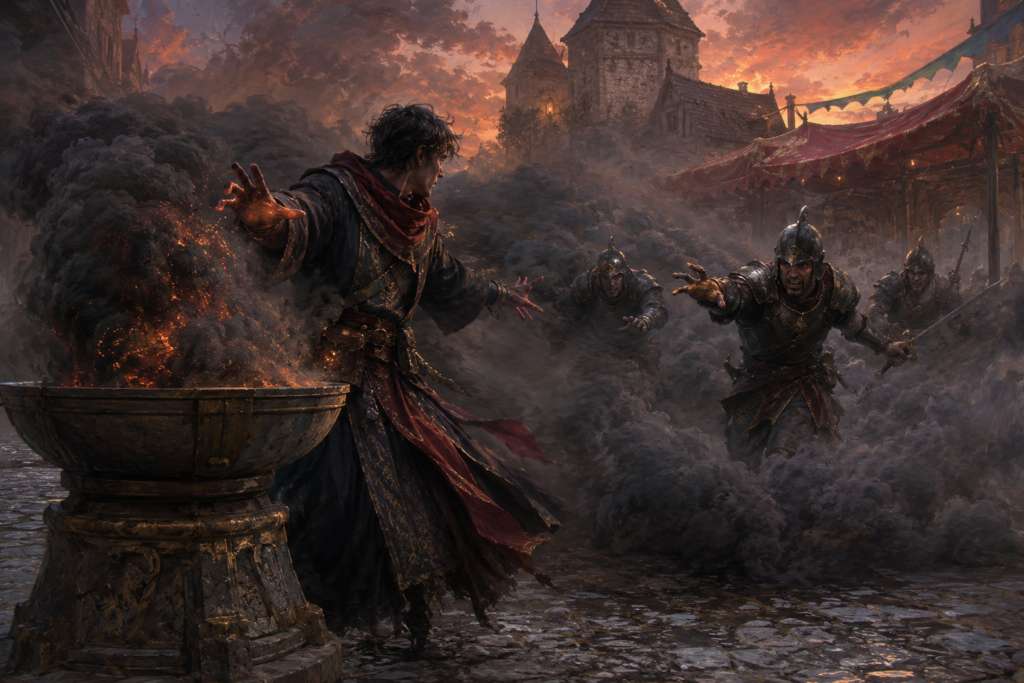 Pyrotechnics Spell: Rules for Fireworks, Smoke Clouds, Blinding Light, and Battlefield Fire Magic