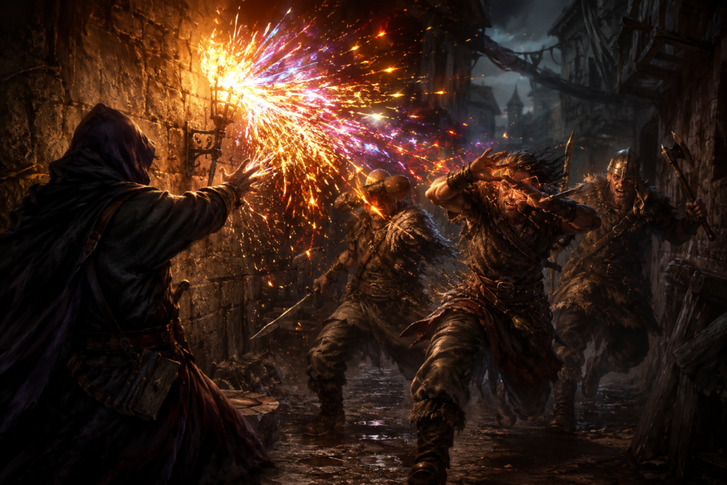 Pyrotechnics Spell: Rules for Fireworks, Smoke Clouds, Blinding Light, and Battlefield Fire Magic